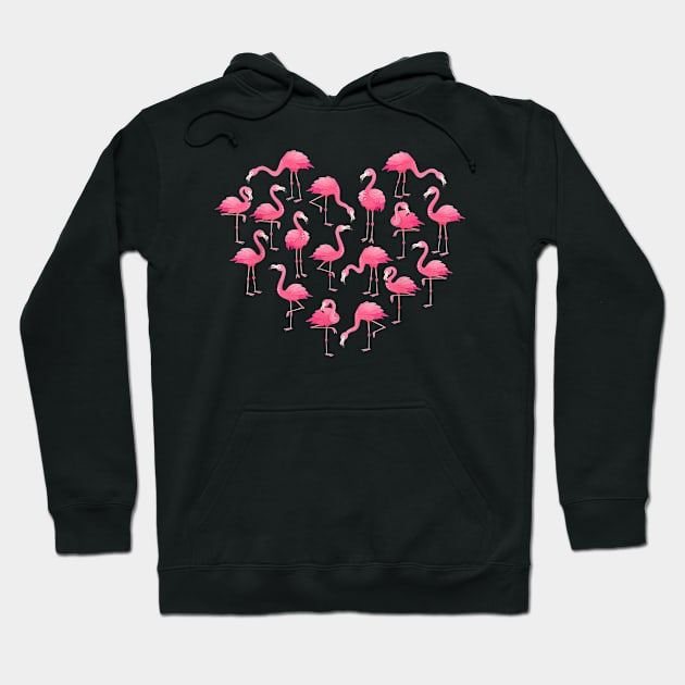 Pink Flamingo Heart Happy Valentine's Day Flamingo Lovers Hoodie by Brodrick Arlette Store